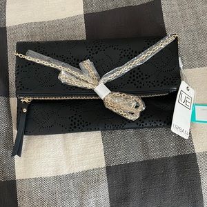 Urban Expressions Black Clutch with Gold. NWT
